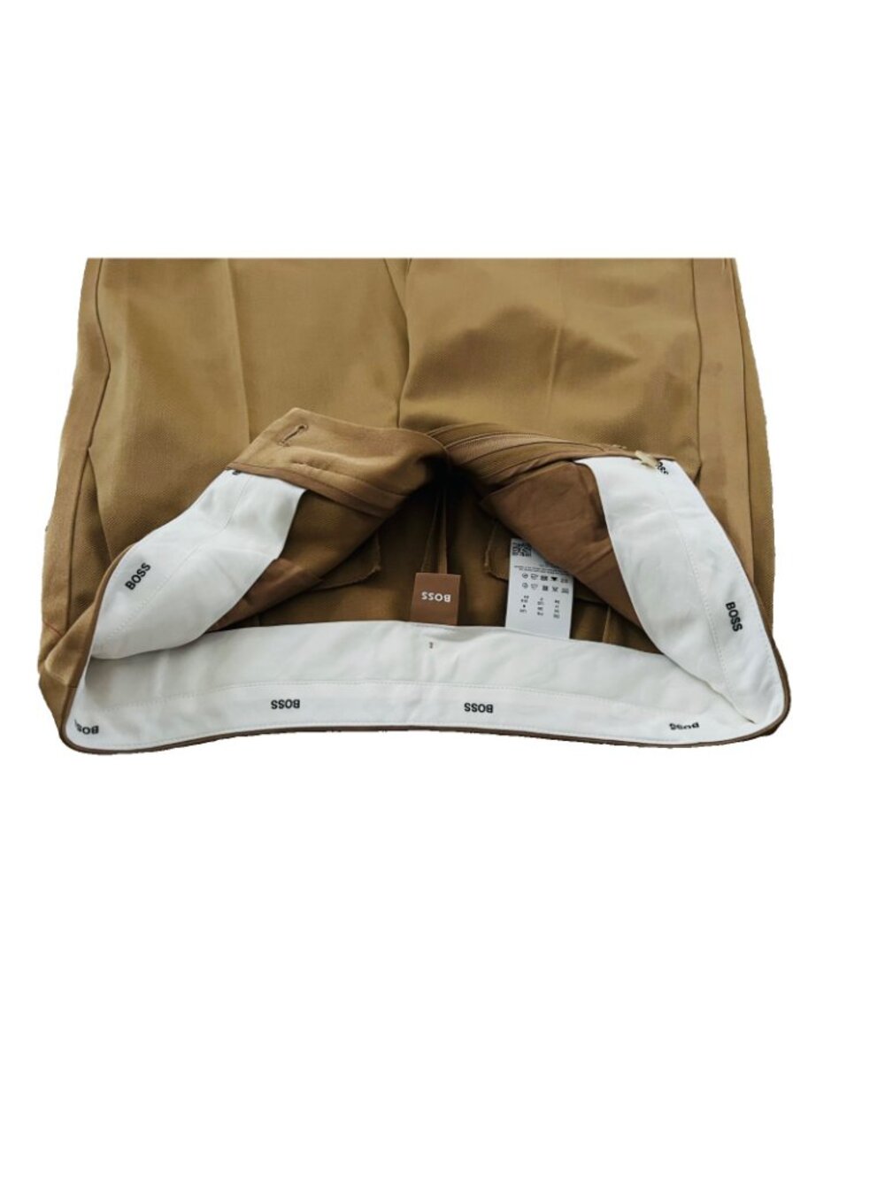 Boss Tackea Virgin Wool Tuxedo Trousers in Camel ( US 2 ) - Picture 8 of 10